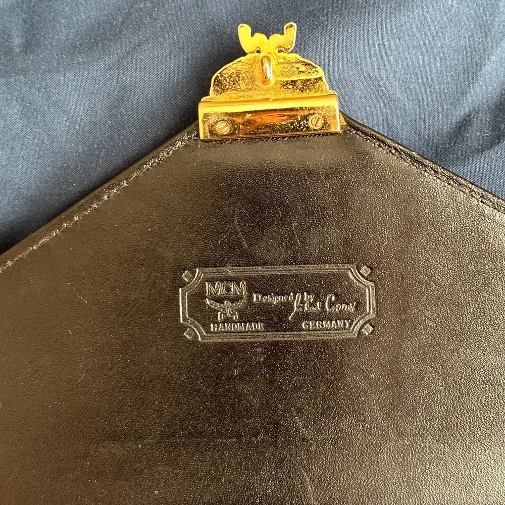 MCM Black Monogram Envelope Clutch with Gold Lock - Picture 10 of 16